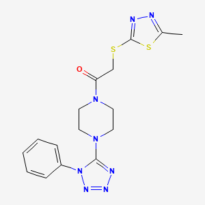 2-[(5-methyl-1,3,4-thiadiazol-2-yl)sulfanyl]-1-[4-(1-phenyl-1H-1,2,3,4-tetrazol-5-yl)piperazin-1-yl]ethan-1-one