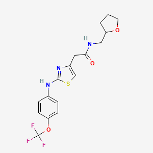 molecular formula C17H18F3N3O3S B2517587 N-[(oxolan-2-yl)methyl]-2-(2-{[4-(trifluoromethoxy)phenyl]amino}-1,3-thiazol-4-yl)acetamide CAS No. 1040650-43-8