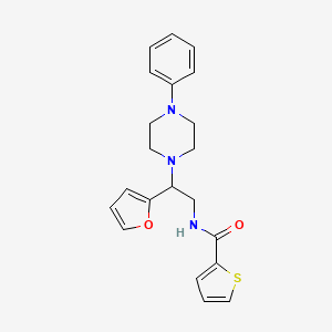molecular formula C21H23N3O2S B2517591 N-[2-(furan-2-yl)-2-(4-phenylpiperazin-1-yl)ethyl]thiophene-2-carboxamide CAS No. 877631-69-1