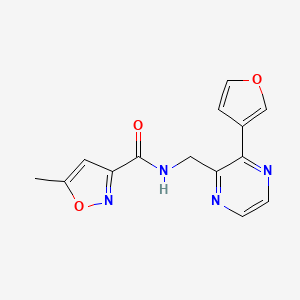 molecular formula C14H12N4O3 B2517594 N-((3-(furan-3-yl)pyrazin-2-yl)methyl)-5-methylisoxazole-3-carboxamide CAS No. 2034618-62-5