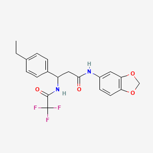 molecular formula C20H19F3N2O4 B2517600 N-(1,3-benzodioxol-5-yl)-3-(4-ethylphenyl)-3-[(2,2,2-trifluoroacetyl)amino]propanamide CAS No. 439107-54-7
