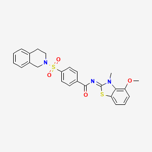 molecular formula C25H23N3O4S2 B2517603 (E)-4-((3,4-dihydroisoquinolin-2(1H)-yl)sulfonyl)-N-(4-methoxy-3-methylbenzo[d]thiazol-2(3H)-ylidene)benzamide CAS No. 443330-31-2