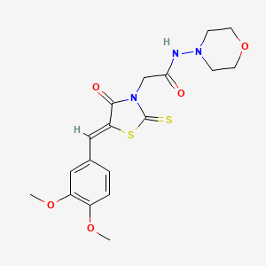 (Z)-2-(5-(3,4-dimethoxybenzylidene)-4-oxo-2-thioxothiazolidin-3-yl)-N-morpholinoacetamide
