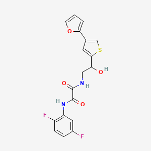 molecular formula C18H14F2N2O4S B2517607 N'-(2,5-difluorophenyl)-N-{2-[4-(furan-2-yl)thiophen-2-yl]-2-hydroxyethyl}ethanediamide CAS No. 2319724-48-4