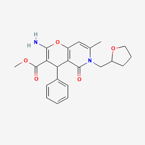 molecular formula C22H24N2O5 B2517618 methyl 2-amino-7-methyl-5-oxo-4-phenyl-6-(tetrahydrofuran-2-ylmethyl)-5,6-dihydro-4H-pyrano[3,2-c]pyridine-3-carboxylate CAS No. 758704-43-7