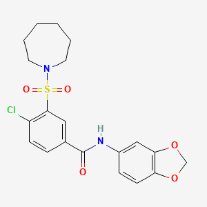 3-(azepan-1-ylsulfonyl)-N-(1,3-benzodioxol-5-yl)-4-chlorobenzamide