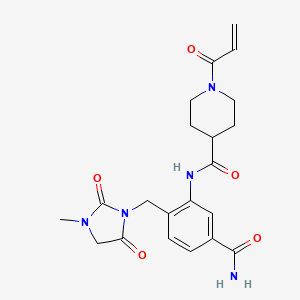 N-[5-Carbamoyl-2-[(3-methyl-2,5-dioxoimidazolidin-1-yl)methyl]phenyl]-1-prop-2-enoylpiperidine-4-carboxamide