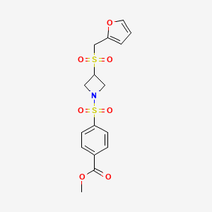 molecular formula C16H17NO7S2 B2517689 Methyl 4-((3-((furan-2-ylmethyl)sulfonyl)azetidin-1-yl)sulfonyl)benzoate CAS No. 1797344-23-0