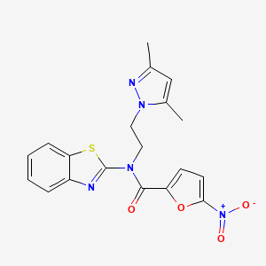 molecular formula C19H17N5O4S B2517694 N-(1,3-benzothiazol-2-yl)-N-[2-(3,5-dimethyl-1H-pyrazol-1-yl)ethyl]-5-nitrofuran-2-carboxamide CAS No. 1172879-51-4