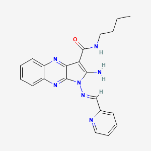 (E)-2-amino-N-butyl-1-((pyridin-2-ylmethylene)amino)-1H-pyrrolo[2,3-b]quinoxaline-3-carboxamide