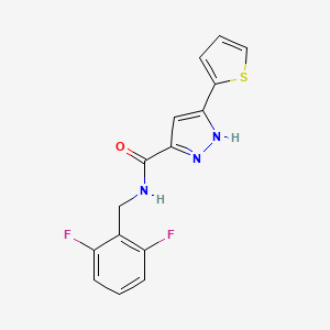 molecular formula C15H11F2N3OS B2517769 N-[(2,6-difluorophenyl)methyl]-5-(thiophen-2-yl)-1H-pyrazole-3-carboxamide CAS No. 1239473-47-2