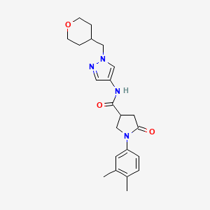 1-(3,4-dimethylphenyl)-5-oxo-N-(1-((tetrahydro-2H-pyran-4-yl)methyl)-1H-pyrazol-4-yl)pyrrolidine-3-carboxamide