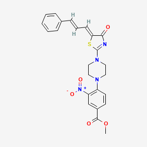 molecular formula C24H22N4O5S B2517806 methyl 3-nitro-4-{4-[(5Z)-4-oxo-5-[(2E)-3-phenylprop-2-en-1-ylidene]-4,5-dihydro-1,3-thiazol-2-yl]piperazin-1-yl}benzoate CAS No. 860651-21-4