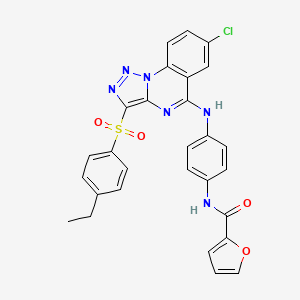 molecular formula C28H21ClN6O4S B2517824 N-(4-{[7-CHLORO-3-(4-ETHYLBENZENESULFONYL)-[1,2,3]TRIAZOLO[1,5-A]QUINAZOLIN-5-YL]AMINO}PHENYL)FURAN-2-CARBOXAMIDE CAS No. 893788-68-6