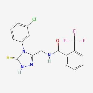 molecular formula C17H12ClF3N4OS B2517859 N-{[4-(3-chlorophenyl)-5-sulfanylidene-4,5-dihydro-1H-1,2,4-triazol-3-yl]methyl}-2-(trifluoromethyl)benzamide CAS No. 391887-14-2