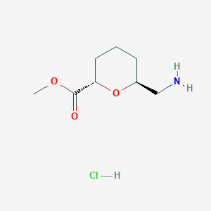 molecular formula C8H16ClNO3 B2517867 rac-methyl (2R,6R)-6-(aminomethyl)oxane-2-carboxylate hydrochloride CAS No. 2416219-34-4