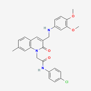 molecular formula C27H26ClN3O4 B2517884 N-(4-chlorophenyl)-2-(3-{[(3,4-dimethoxyphenyl)amino]methyl}-7-methyl-2-oxo-1,2-dihydroquinolin-1-yl)acetamide CAS No. 932469-98-2