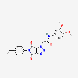 molecular formula C22H23N5O5 B2517906 N-(3,4-dimethoxyphenyl)-2-[5-(4-ethylphenyl)-4,6-dioxo-1H,3aH,4H,5H,6H,6aH-pyrrolo[3,4-d][1,2,3]triazol-1-yl]acetamide CAS No. 1052614-20-6