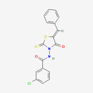 (Z)-N-(5-benzylidene-4-oxo-2-thioxothiazolidin-3-yl)-3-chlorobenzamide
