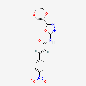 (E)-N-(5-(5,6-dihydro-1,4-dioxin-2-yl)-1,3,4-oxadiazol-2-yl)-3-(4-nitrophenyl)acrylamide