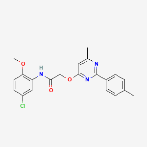 molecular formula C21H20ClN3O3 B2517934 N-(5-chloro-2-methoxyphenyl)-2-{[6-methyl-2-(4-methylphenyl)pyrimidin-4-yl]oxy}acetamide CAS No. 1251573-77-9