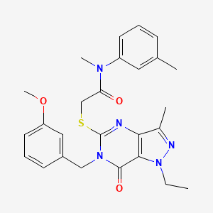 molecular formula C26H29N5O3S B2517943 2-((1-ethyl-6-(3-methoxybenzyl)-3-methyl-7-oxo-6,7-dihydro-1H-pyrazolo[4,3-d]pyrimidin-5-yl)thio)-N-methyl-N-(m-tolyl)acetamide CAS No. 1358374-50-1