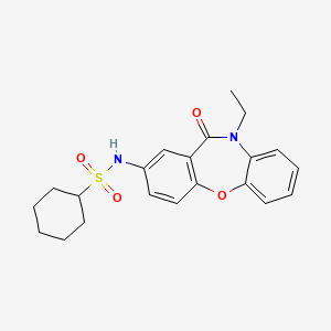 molecular formula C21H24N2O4S B2517949 N-(10-ethyl-11-oxo-10,11-dihydrodibenzo[b,f][1,4]oxazepin-2-yl)cyclohexanesulfonamide CAS No. 922010-87-5