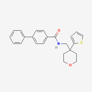 N-((4-(thiophen-2-yl)tetrahydro-2H-pyran-4-yl)methyl)-[1,1'-biphenyl]-4-carboxamide