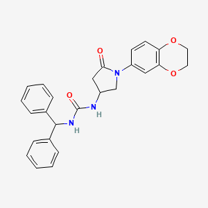 1-Benzhydryl-3-(1-(2,3-dihydrobenzo[b][1,4]dioxin-6-yl)-5-oxopyrrolidin-3-yl)urea