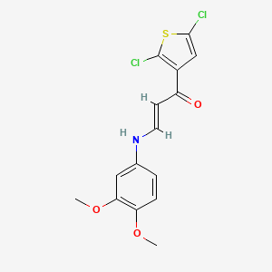 molecular formula C15H13Cl2NO3S B2518035 (2E)-1-(2,5-dichlorothiophen-3-yl)-3-[(3,4-dimethoxyphenyl)amino]prop-2-en-1-one CAS No. 338402-48-5
