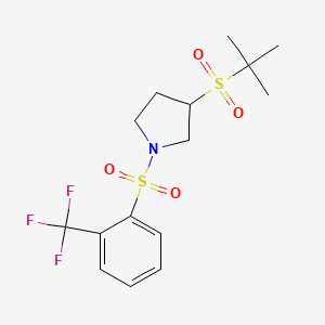 molecular formula C15H20F3NO4S2 B2518075 3-(Tert-butylsulfonyl)-1-((2-(trifluoromethyl)phenyl)sulfonyl)pyrrolidine CAS No. 1448071-99-5