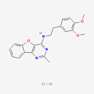 molecular formula C21H22ClN3O3 B2518076 N-(3,4-dimethoxyphenethyl)-2-methylbenzofuro[3,2-d]pyrimidin-4-amine hydrochloride CAS No. 1189994-34-0