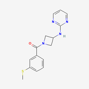 molecular formula C15H16N4OS B2518082 N-{1-[3-(methylsulfanyl)benzoyl]azetidin-3-yl}pyrimidin-2-amine CAS No. 2034303-27-8