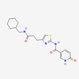 molecular formula C19H24N4O3S B2518083 N-(4-(3-((cyclohexylmethyl)amino)-3-oxopropyl)thiazol-2-yl)-6-oxo-1,6-dihydropyridine-3-carboxamide CAS No. 1091467-22-9
