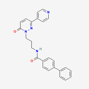molecular formula C25H22N4O2 B2518099 N-(3-(6-oxo-3-(pyridin-4-yl)pyridazin-1(6H)-yl)propyl)-[1,1'-biphenyl]-4-carboxamide CAS No. 1021027-65-5