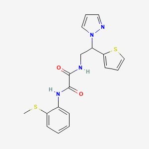 molecular formula C18H18N4O2S2 B2518102 N'-[2-(methylsulfanyl)phenyl]-N-[2-(1H-pyrazol-1-yl)-2-(thiophen-2-yl)ethyl]ethanediamide CAS No. 2034599-86-3
