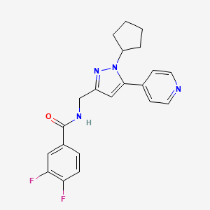 molecular formula C21H20F2N4O B2518113 N-((1-cyclopentyl-5-(pyridin-4-yl)-1H-pyrazol-3-yl)methyl)-3,4-difluorobenzamide CAS No. 1421514-35-3