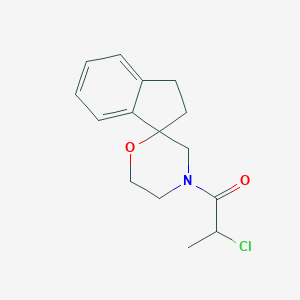 molecular formula C15H18ClNO2 B2518121 2-Chloro-1-spiro[1,2-dihydroindene-3,2'-morpholine]-4'-ylpropan-1-one CAS No. 2411296-96-1
