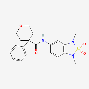 molecular formula C20H23N3O4S B2518122 N-(1,3-dimethyl-2,2-dioxido-1,3-dihydrobenzo[c][1,2,5]thiadiazol-5-yl)-4-phenyltetrahydro-2H-pyran-4-carboxamide CAS No. 2034483-64-0
