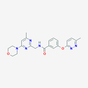 molecular formula C22H24N6O3 B2518135 N-((4-methyl-6-morpholinopyrimidin-2-yl)methyl)-3-((6-methylpyridazin-3-yl)oxy)benzamide CAS No. 1798031-92-1
