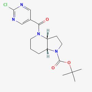 molecular formula C17H23ClN4O3 B2518142 Tert-butyl (3aR,7aR)-4-(2-chloropyrimidine-5-carbonyl)-3,3a,5,6,7,7a-hexahydro-2H-pyrrolo[3,2-b]pyridine-1-carboxylate CAS No. 2402789-29-9