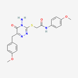 B2518234 2-{[4-amino-6-(4-methoxybenzyl)-5-oxo-4,5-dihydro-1,2,4-triazin-3-yl]sulfanyl}-N-(4-methoxyphenyl)acetamide CAS No. 886964-02-9