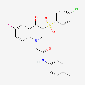 molecular formula C24H18ClFN2O4S B2518243 2-[3-(4-chlorobenzenesulfonyl)-6-fluoro-4-oxo-1,4-dihydroquinolin-1-yl]-N-(4-methylphenyl)acetamide CAS No. 866808-52-8