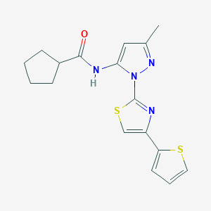 N-(3-methyl-1-(4-(thiophen-2-yl)thiazol-2-yl)-1H-pyrazol-5-yl)cyclopentanecarboxamide