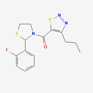 (2-(2-Fluorophenyl)thiazolidin-3-yl)(4-propyl-1,2,3-thiadiazol-5-yl)methanone