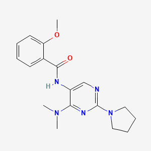 molecular formula C18H23N5O2 B2518270 N-[4-(dimethylamino)-2-(pyrrolidin-1-yl)pyrimidin-5-yl]-2-methoxybenzamide CAS No. 1797253-45-2