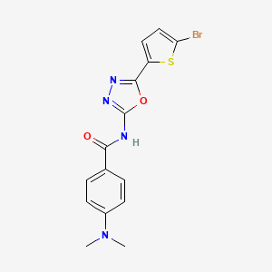 molecular formula C15H13BrN4O2S B2518273 N-[5-(5-bromothiophen-2-yl)-1,3,4-oxadiazol-2-yl]-4-(dimethylamino)benzamide CAS No. 1021131-81-6
