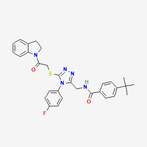 molecular formula C30H30FN5O2S B2518276 4-tert-butyl-N-[(5-{[2-(2,3-dihydro-1H-indol-1-yl)-2-oxoethyl]sulfanyl}-4-(4-fluorophenyl)-4H-1,2,4-triazol-3-yl)methyl]benzamide CAS No. 393870-75-2