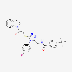 4-tert-butyl-N-[[5-[2-(2,3-dihydroindol-1-yl)-2-oxoethyl]sulfanyl-4-(4-fluorophenyl)-1,2,4-triazol-3-yl]methyl]benzamide