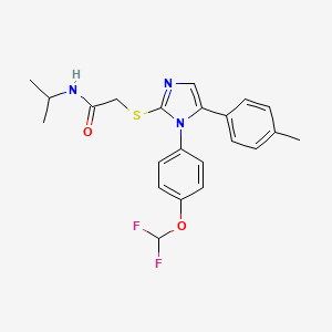 molecular formula C22H23F2N3O2S B2518289 2-((1-(4-(difluoromethoxy)phenyl)-5-(p-tolyl)-1H-imidazol-2-yl)thio)-N-isopropylacetamide CAS No. 1226438-22-7